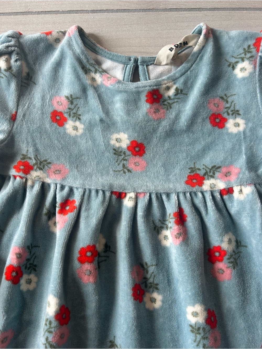 Mini Boden Floral Velour Dress - Picture 2 of 4